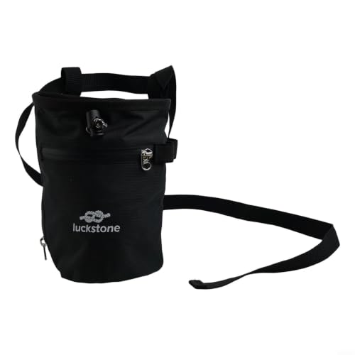 Rock Climbing Chalk Bag Featuring Stiffened Rim and Fleece Lining, No-Spill Magnesium Bag for Weightlifting Gymnastics Bouldering, 420D Fabric with Quick Clip Belt and Phone Pocket(Black) - size: Black