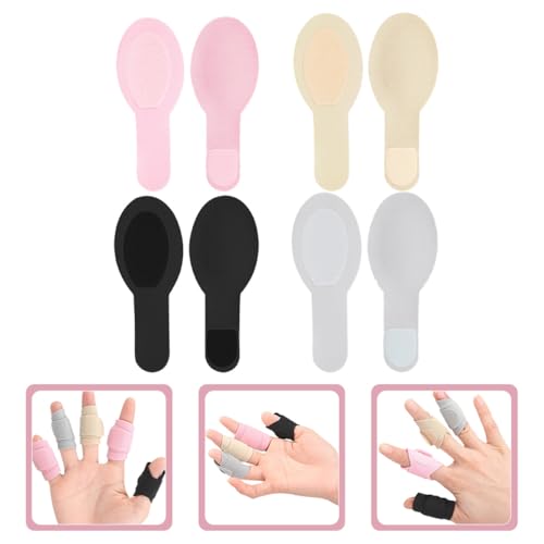 TEHAUX Reusable Finger Protector Sleeves 4 Pairs Adjustable Hook and Loop Finger Support Bands for Sports Compression Splints Universal Fit
