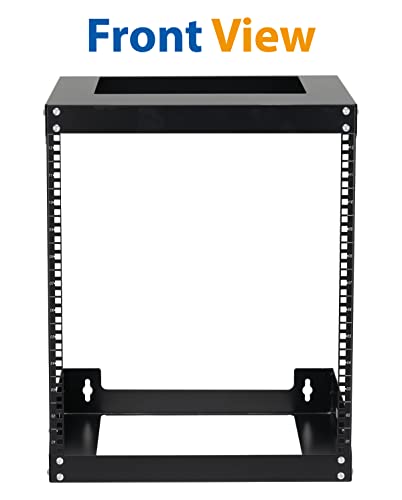 12U Wall Mount Rack Open Frame 19 Inch Server Equipment 2 Post Network Cabinet 18 inches Depth Black by Tedgetal - color: 12U