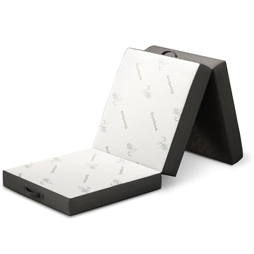 Cozzzi Trifold Foldable Mattress for Floor and Traveling with Removable Cover - Lightweight and Portable Foldable Mattress for Adults & Kids - Compact and Easy to Storage (75in x 25in x 4in) - size: Single (75in x 25in x 4in), style: Gray