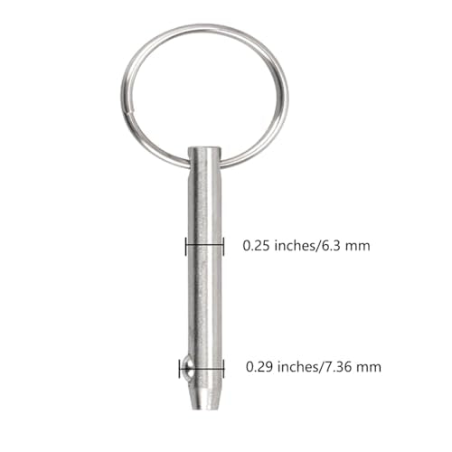 2 PCS Marine 316 Stainless Steel Quick Release Pin Bimini Top Pin, Diameter 1/4"(6.3 mm), Overall Length 3"(76 mm), Usable Length 2.4"（61 mm - size: 2 Pieces