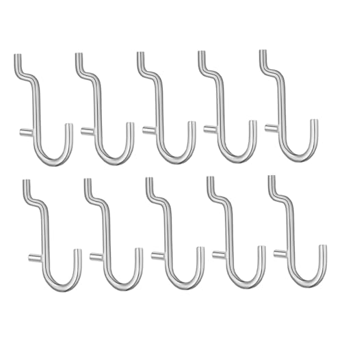 10pcs Heavy-Duty Stainless Steel Pegboard Hooks Hanging Board Rack Organizers for Garage Kitchen Workshop Storage Sleek Modern Design for Versatile Tool Display and Space Saving