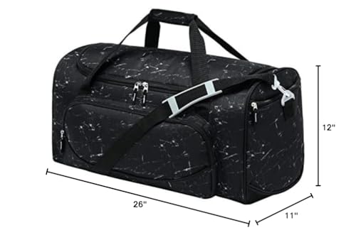 Uarition Men's Large Duffle Bag, 55L Heavy Duty Gym Bag for Sports, Workout, and Travel - Durable Duffel Gear Bag in Marble Black - color: Marble Black