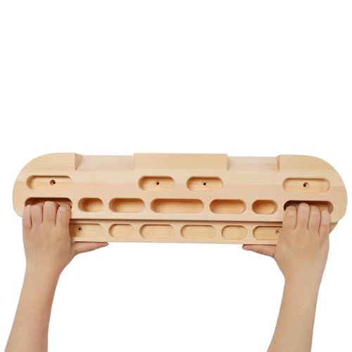 Portable Wooden Climbing Hangboard – Door Mounted Fingerboard for Grip Strength Training, Jugs, Slopers & Edges for Beginners to Pro Climbers, Home Bouldering Workout Gear