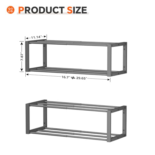 Homeiju Hanging Shoe Organizer,2 Pack Wall Mounted Shoe Rack Holds 12 Pairs,Space Saving Metal Wall Shoe Rack,Hanging Shoe Rack Shoe Holder for Small Space,Entryway,Closet,RV,Camper (Grey) - color: Grey