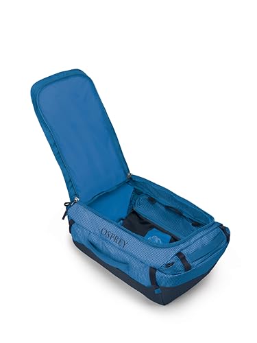 Osprey Transporter Lightweight Travel Duffel Bag - Extra Large Water Resistant Durable Gear Bag for Men and Women - color: Blue Flame/Nocturnal Blue, style: 40l