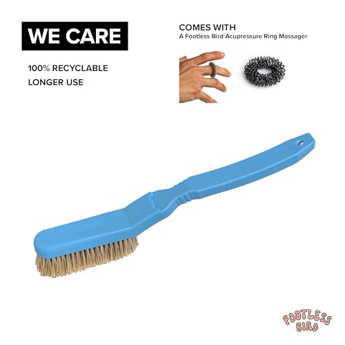 Rock Climbing & Bouldering Brush, Ergonomic, High Density Wild Boar's Thick Hair Bristles, 100% Recyclable, Strong Outdoor & Indoor Free Spiky Ring, Blue - color: Blue
