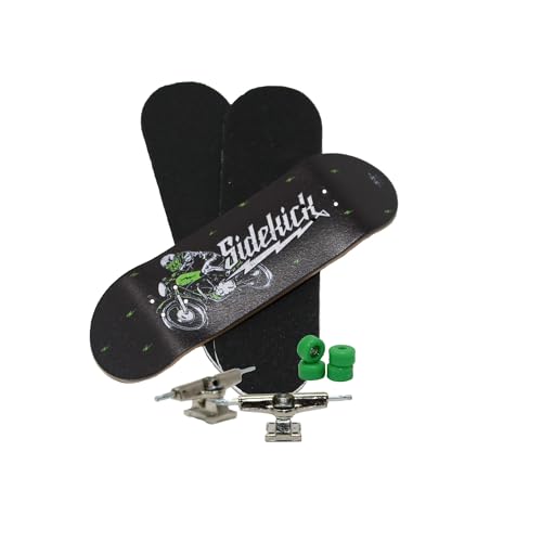 Moonshine Mfg Complete Fingerboard – Sidekick Graphic - 101mm x 38mm Deck, Mini Skateboard Trucks, Wheels, Grip & Skate Tool Included - Finger Skate Kit for Adults - style: Sidekick