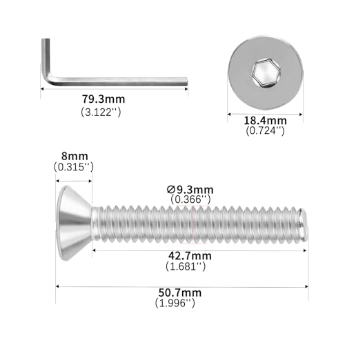 3/8-16x2 Flat Head Socket Cap Screws Bolts 30pcs HS/JXLS-03 | 304 Stainless Steel, UNC Coarse Full Thread, Equipped with Phillips Bit, for DIY, for Repair, Install Furniture Screws - size: 3/8-16x2"