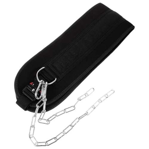 Black Fitness Dipping Belt with Metal Chain for Weightlifting, Creative Design Waist Belt to Reduce Waist Pressure, for Indoor Fitness and Physical Exercise