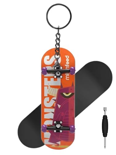 32mm Pro Fingerboard Complete Set | Bearing Wheels | 5 Ply Maple Deck | Anti Skid Grip Tape | Complimentary Tool | Concave Shape - color: Mini Finger Skateboard E : Monstrous Mash