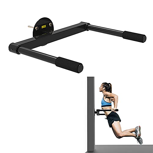 Wall-Mounted Pull-Up Bars and Dip Station,Heavy Duty Chin Up Bar,Indoor Home Gym Workout, Black
