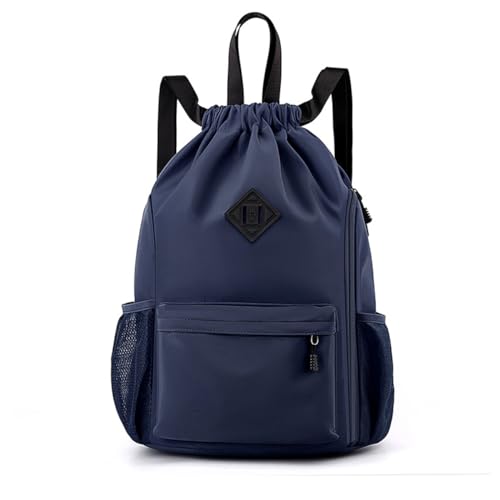 Valleycomfy Waterproof Drawstring Gym Backpack Bag for Men&Women Dark Blue | Sports Gym Bag with Side Pocket - color: A-dark Blue