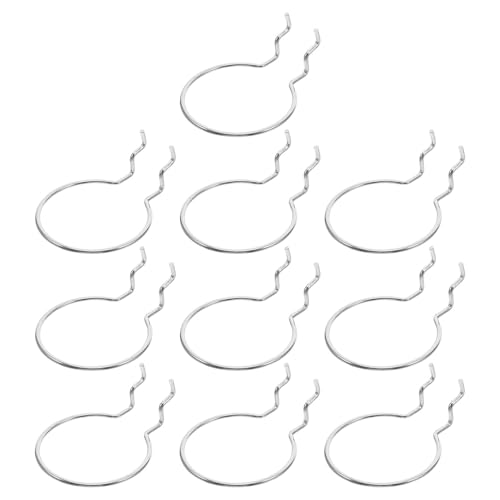 Amosfun 10pcs Silver Metal Pegboard Hooks Round Rings for Iron Hanging Board, Heavy-Duty Pegboard Storage Accessories, Garage and Craft Room Tool Organizer