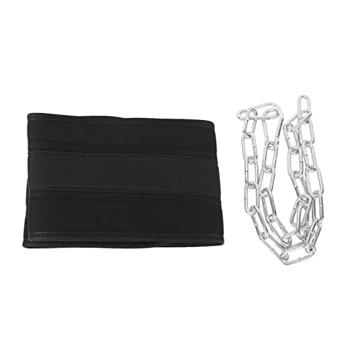 Adjustable Dip Belt, Heavy Duty Dip Belt with Chain and Carabiner for Dips Pull Ups Weightlifting Exercises, Premium Fabric Weighted Belt for Men and Women
