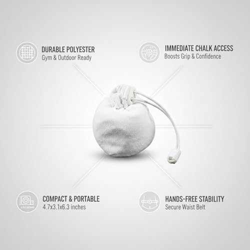 Climbing Chalk Bag with Adjustable Waist Belt - Durable Polyester Pouch for Gym, Bouldering & Rock Climbing (White/Pink)