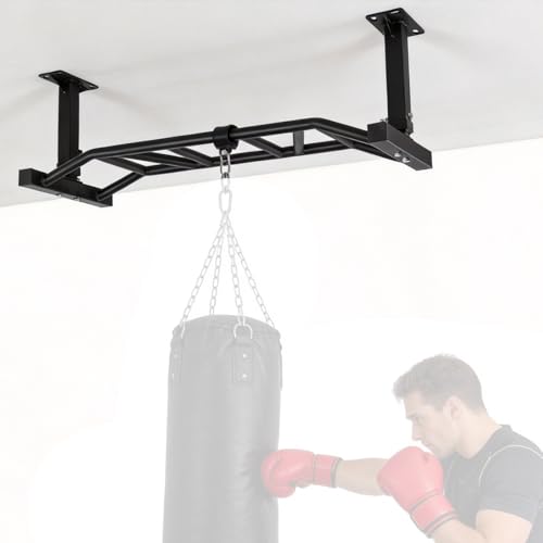 Generic 47 Inch Ceiling Mount Pull Up Bar Heavy Duty Multi-Grip Chin Up Bar Fitness Trainer for Garage/Home Gym and Strength Training Adjustable Height&Supports to 600 Lbs