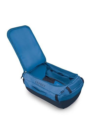 Osprey Transporter Lightweight Travel Duffel Bag - Extra Large Water Resistant Durable Gear Bag for Men and Women - color: Blue Flame/Nocturnal Blue, style: 65l