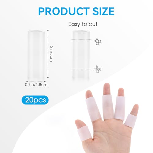 20 Pcs Finger Sleeves Protectors Silicone Finger Sleeve Gel Finger Sleeve Protectors Finger Covers Cushions and Protects Rubber Finger Shields Provide Relief forCracked Finger - color: White
