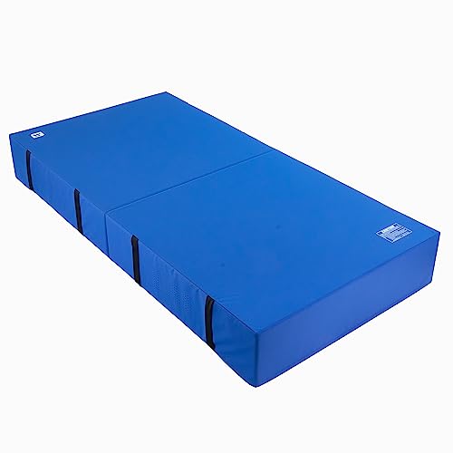 We Sell Mats Bifolding Gymnastics Crash Landing Mat Pad, Safety for Tumbling, Back Handspring Training and Cheerleading - color: Blue, size: 4 ft x 8 ft x 12 Inch