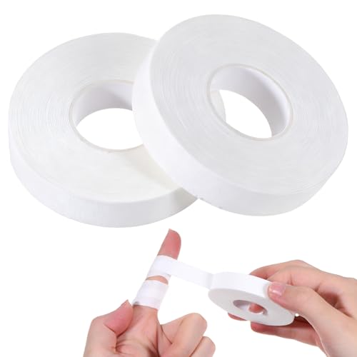 2 Rolls White Finger Tape, Extra Strong Athletic Tape for Fingers 0.6-Inch X 32-Feet Skin-Friendly Sports Tapes Strong Rock Climbing Volleyball Finger Tapes for Outdoor Sports Football Soccer Training