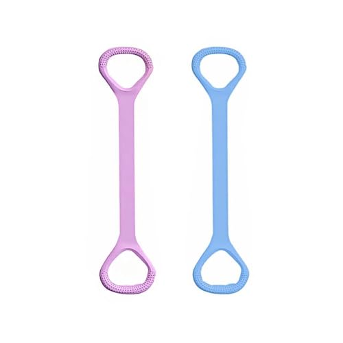 2-Pack Figure 8 Resistance Band TPR Pull Strap for Upper Body Stretching and Exercise - color: Pink Blue