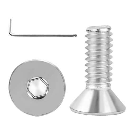 1/4-20x3/4 Flat Head Socket Cap Screws Bolts 30pcs HS/JXLS-03 | 304 Stainless Steel, UNC Coarse Full Thread, Equipped with Phillips Bit, for DIY, for Repair, Install Furniture Screws - size: 1/4-20x3/4"