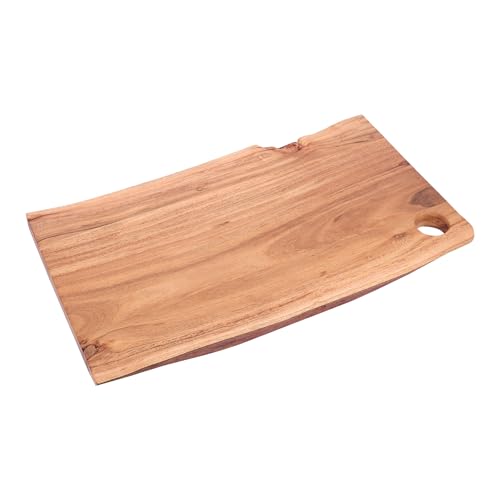 GoCraft Acacia Wood Live Edge Cutting Board – with Hole for Hanging | Rustic Rectangular Wooden Chopping Board | Charcuterie Cheese Tray | Food Serving Platter | Farmhouse Décor (Large) - size: 21"L x 12"W