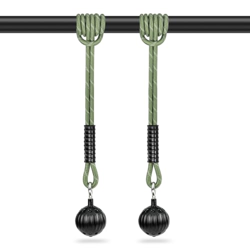 Pull Up Power Balls, Non-Slip Rock Climbing Grips, 40 Inch Rope Hand Exerciser for Chin Up Bar, Kettlebell, Barbell, Home Fitness Training