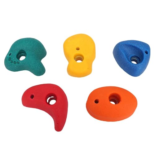 5 Pcs Climbing Holds, Colorful Resin Wall Grips with Mounting Hardware for Kids Indoor Outdoor Climbing