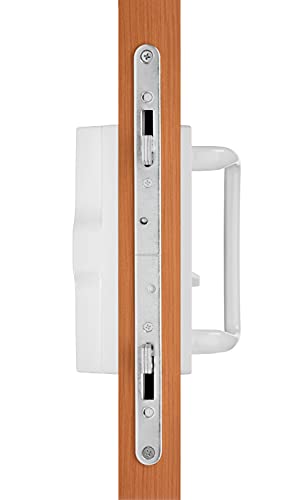 Rockwell Security Euro-Charlotte Sliding Glass Door Handlein White Finish fits 3-15/16" Screwholes and Fits Up to 1-3/4" Thick Doors - color: White
