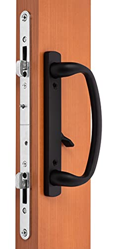 Rockwell Security Euro-Charlotte Sliding Glass Door Handle in Matte Black Finish fits 3-15/16" Screwholes and Fits Up to 1-3/4" Thick Doors - color: Matte Black