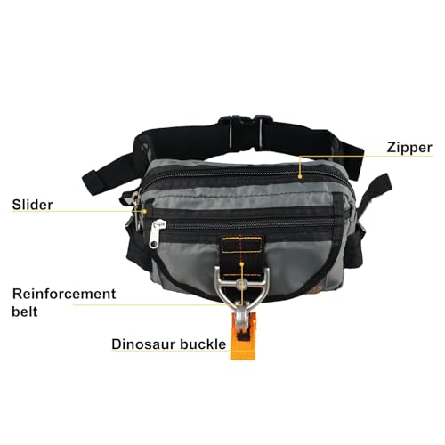 Tactical Waist Bag Parachute Buckle Multi-Pocket FannyPack Grey | Koisgext tactical waist bag, tear-resistant nylon, 9"x5.2"x2.4", 0.8 lbs, parachute buckle, multi-pocket, zipper pockets - color: Grey