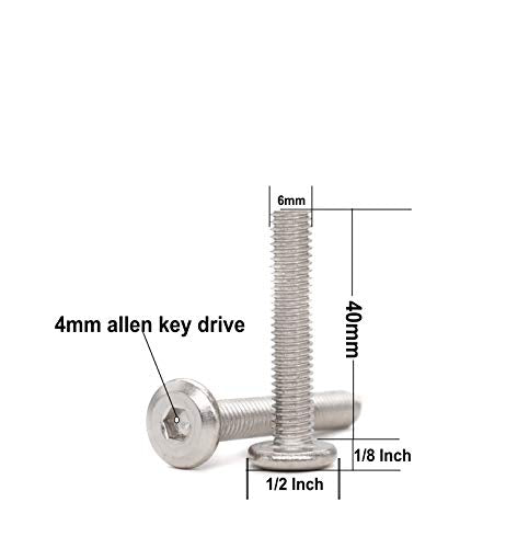 10pcs M6 x 40mm Flat Socket Cap Allen Bolts Rivet Screws Connecting for Furniture 304 Stainless Steel - size: 10pcs M6 x 40mm