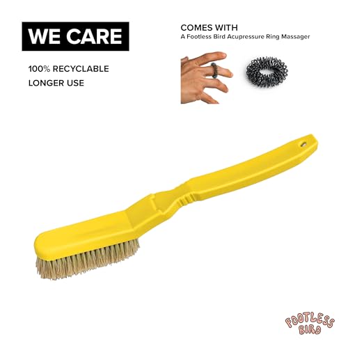 Rock Climbing & Bouldering Brush, Ergonomic, High Density Wild Boar's Thick Hair Bristles, 100% Recyclable, Strong Outdoor & Indoor Free Spiky Ring, Yellow - color: Yellow