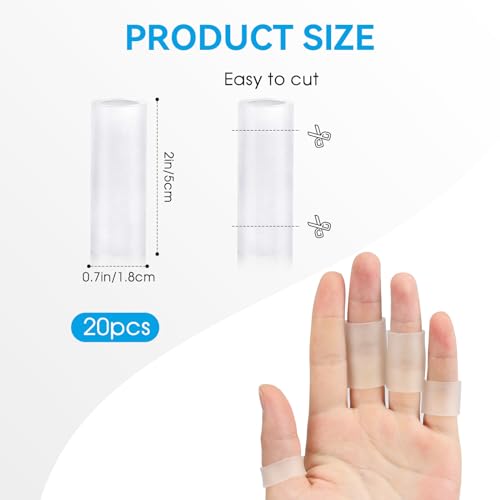 salbsever 20 Pcs Finger Sleeves Protectors Silicone Finger Sleeve Gel Finger Sleeve Protectors Finger Covers Cushions and Protects Rubber Finger Shields Provide Relief forCracked Finger - color: Transparent