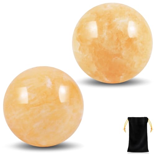 Learay 2Pcs Baoding Balls, Boading Balls for Hand Therapy, Beige, 1.57 inch | Chinese Health Exercise Massage Balls with Carry Pouch for Stress Relief Meditation Ball - color: Beige/1.57 Inch