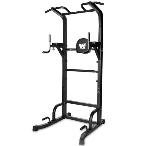 BARWING Pull Up Bar Station, Power Tower, Dip Station with 3D Backrest, Multi-Function Strength Training Stand Rack, Adjustable Height Dip Bar for Home Gym Workout Stand Fitness Exercise Equipment - color: P007C-B