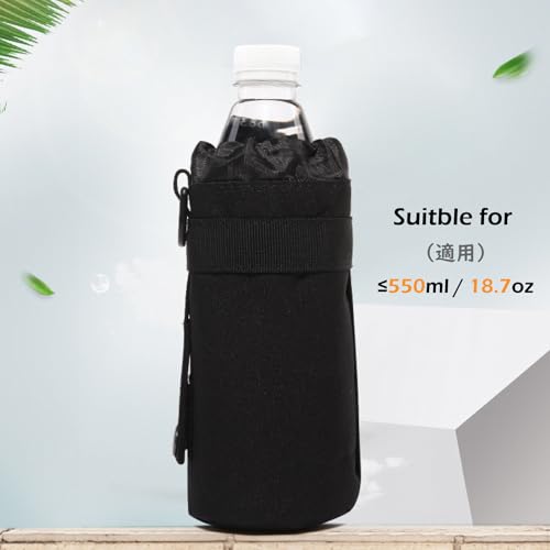 TRIWONDER Tactical MOLLE Water Bottle Pouch H2O Hydration Carrier, Military Bottle Holder Molle Drink Holder Travel Water Bottle Bag for Backpack Camping Outdoor - color: 01 Black