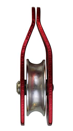 30kN CE Certified Climbing Pulley Ball Bearing with Swing Plate - color: Single Pulley - Red