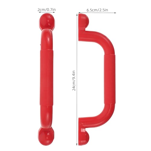 1 Pair Playground Safety Handles - Non-Slip Plastic Kids Playground Grab Handles - for Playhouse, Treehouse, Climbing Frame, Jungle Gym, Swing Set Red - color: Red