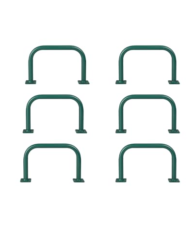 Barcaloo 12 x 8 Monkey Bars, Green - Set of 6, U-Shaped Metal Bars | For Swing Set, Ceiling Mount or Playground Ladder, Includes Mounting Hardware - color: Green