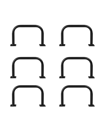 Barcaloo 12 x 8 Monkey Bars, Black - Set of 6, U-Shaped Metal Bars | For Swing Set, Ceiling Mount or Playground Ladder, Includes Mounting Hardware - color: Black