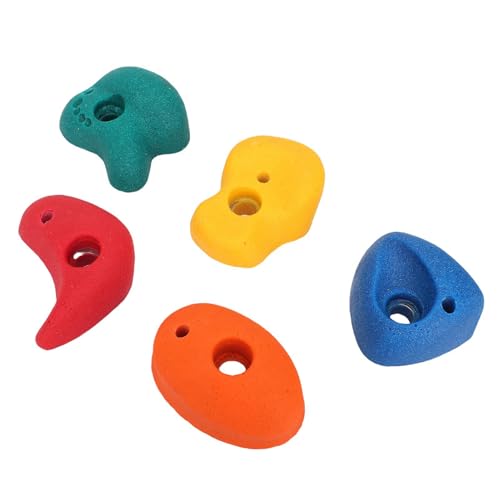 5 Pcs Climbing Holds, Colorful Resin Wall Grips with Mounting Hardware for Kids Indoor Outdoor Climbing