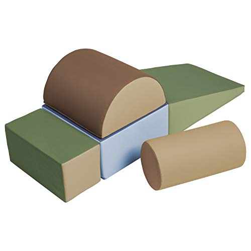 ECR4Kids SoftZone Climb and Crawl Active Playset, Building Blocks, Earthtone, 5-Piece - color: Earthtone