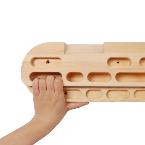 Portable Wooden Hangboard with Rope, Compact Fingerboard for Climbing Training, Multiple Grip Options, No-Drill Installation - size: 21.5 Inch
