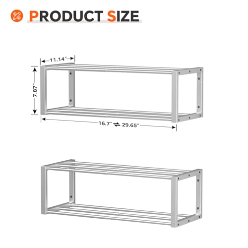 Homeiju Hanging Shoe Organizer,2 Pack Wall Mounted Shoe Rack Holds 12 Pairs,Space Saving Metal Wall Shoe Rack,Hanging Shoe Rack Shoe Holder for Small Space,Entryway,Closet,RV,Camper (Silver) - color: Silver