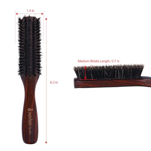 PERFEHAIR Slick Back Hair Brush for Women, Men | Natural Medium Boar Bristle Smoothing Hair Brush for Thin & Fine Hair | Achieve Sleek, Shine, Polished Styles & Tame Flyaways