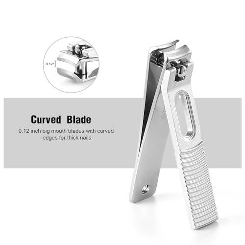 HAWATOUR Nail Clippers Set Zinc Alloy 420J2 Stainless Steel, Silver | Ultra Sharp Curved Blade, Fingernail and Toenail Clipper, Visibly Tin Case, Cut-Out Design