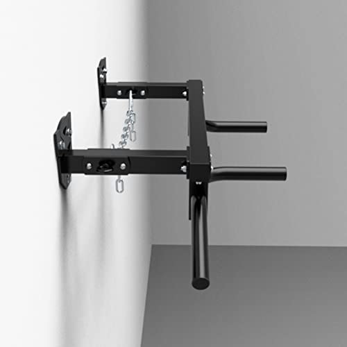 Wall-Mounted Pull-Up Bars/Climbing Frames, Steel Fitness Bar with 4 Rings and 4 Handles, Resistance Band Sandbag Suspension Equipment